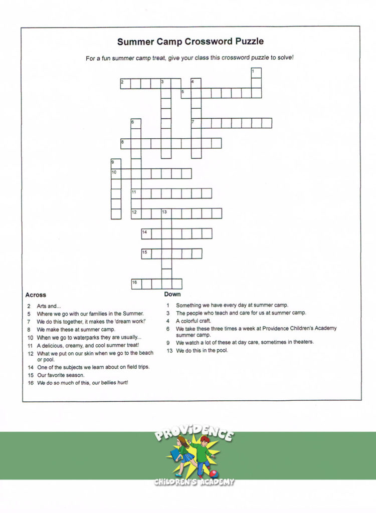 summer program crossword puzzle