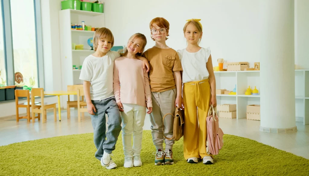 kids standing across from the other